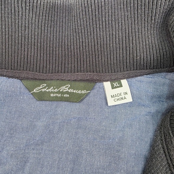 Eddie Bauer Gray Quarter Zip Pullover Sweatshirt‎ Mens XL Ribbed Collar Casual - Picture 3 of 6
